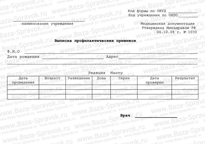 Справка о манту